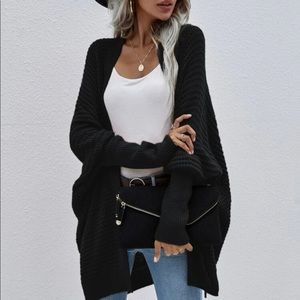 Batwing sleeve split hem cardigan